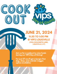 Cookout flyer with many words with information about the event.