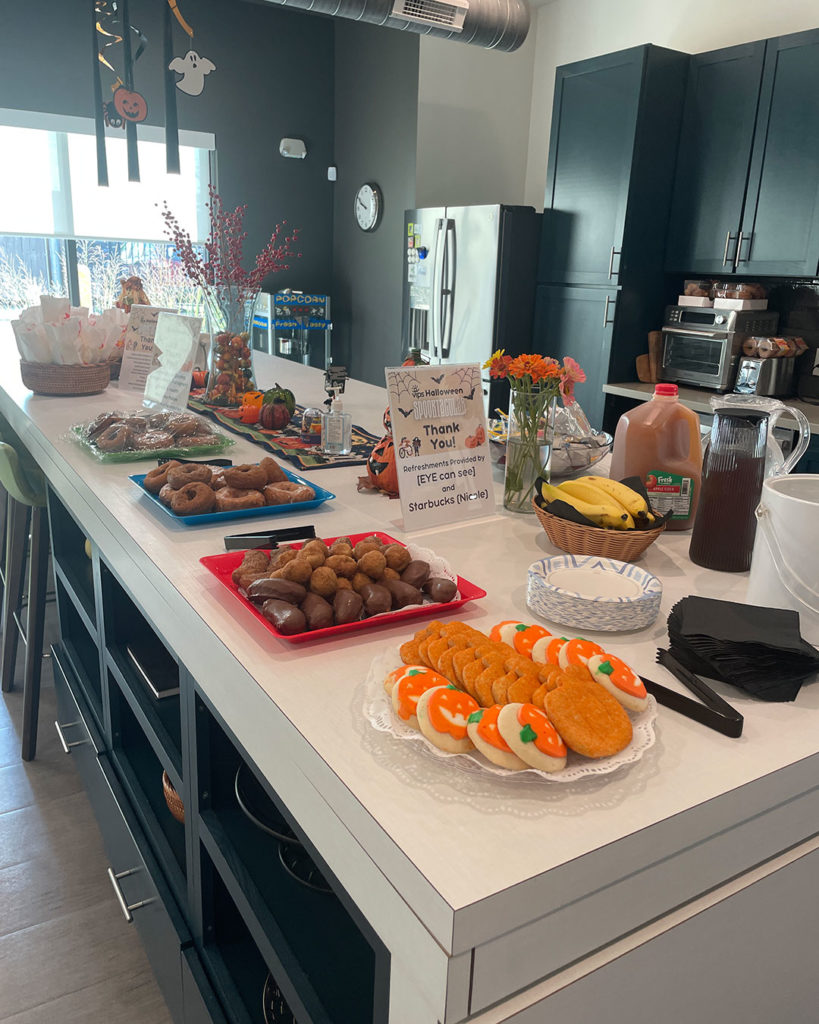 Refreshments on the kitchen island at the FRC.