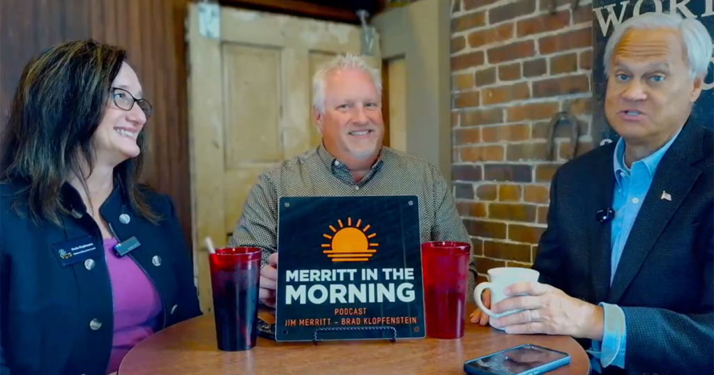 Screenshot of Sheila Klopfenstein, Brad Klopfenstein, and Jim Merritt during the podcast.