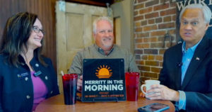Screenshot of Sheila Klopfenstein, Brad Klopfenstein, and Jim Merritt during the podcast.