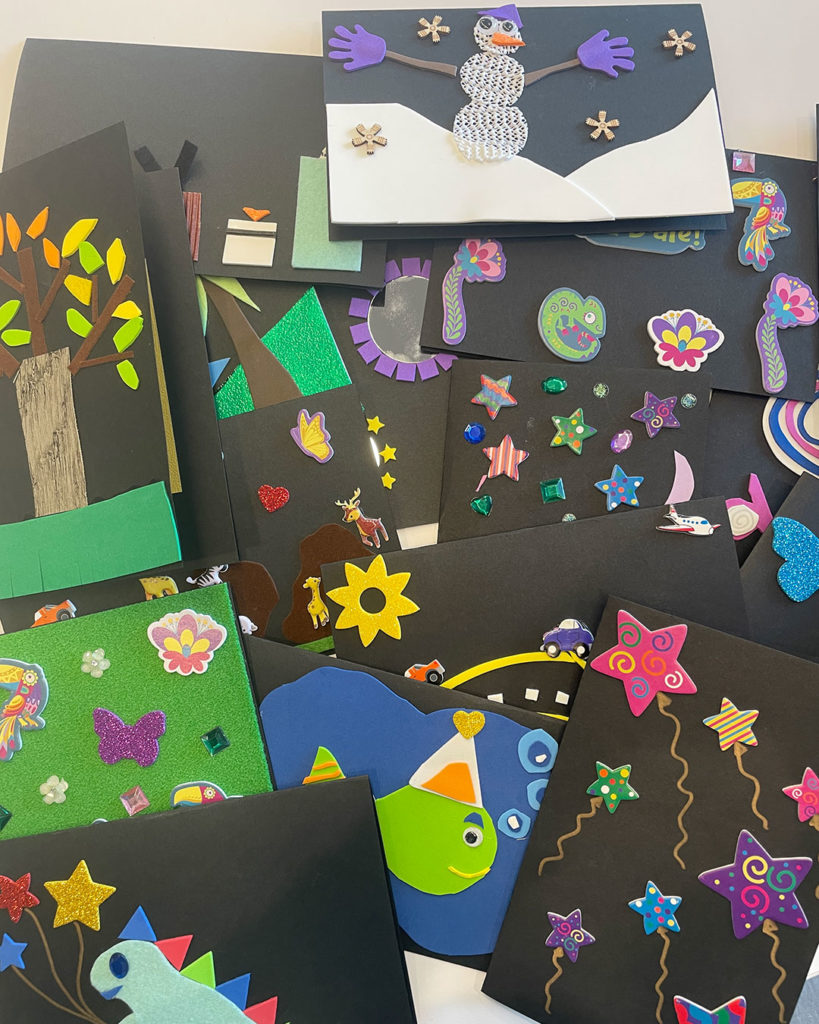 A few of the birthday cards made by the volunteers from TWG.