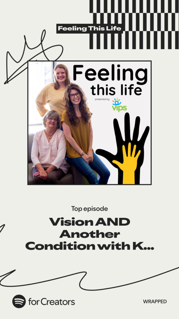 Spotify graphic listing top episode in 2025 was "Vision AND Another Condition with Kacey Poynter."