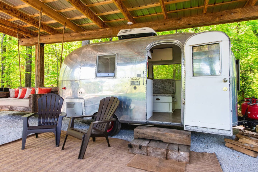An Airstream rental trailer at Progress Park.