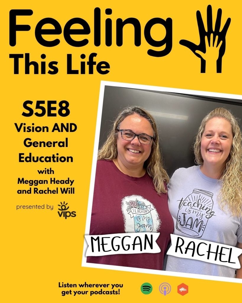 Podcast details and photo of guests Meggan and Rachel.